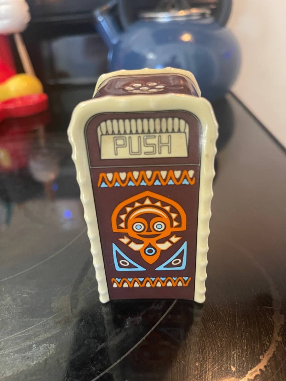 Disney Ceramic Tiki Push Shaker - Brown, Orange, Blue, Cream